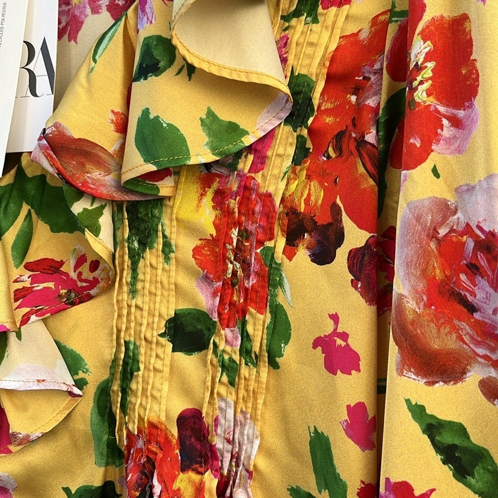 Zara Multicolored Ruffled Blouse with Sailor Collar - Picture 10 of 16